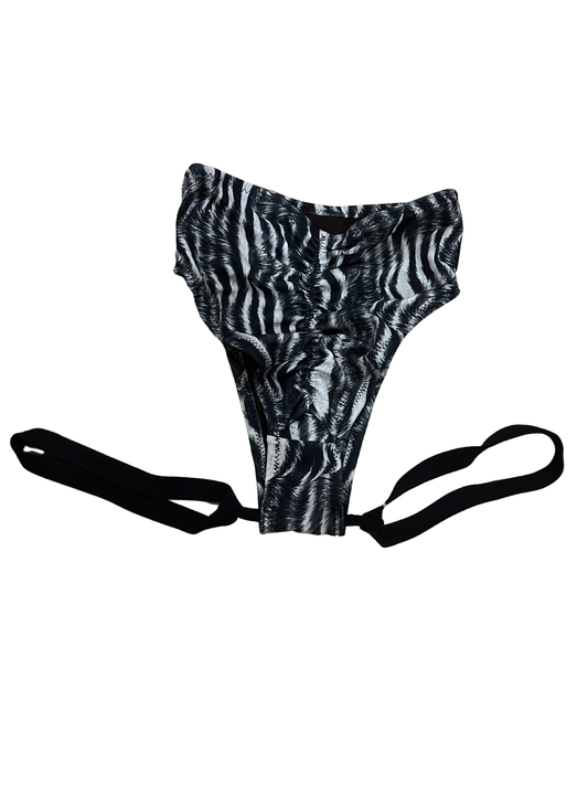 Highwaist Highleg 2 Sides Thigh Garters Snow Tiger