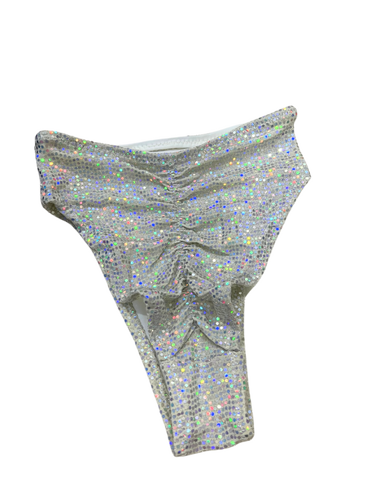 Highwaist Highleg Iridescence Sparkle White