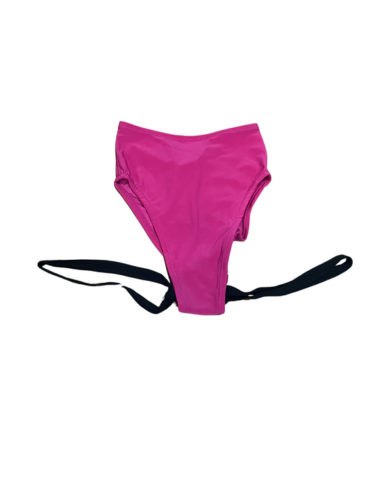 Highwaist Highleg 2 Sides Thigh Garters Magenta with Black Straps