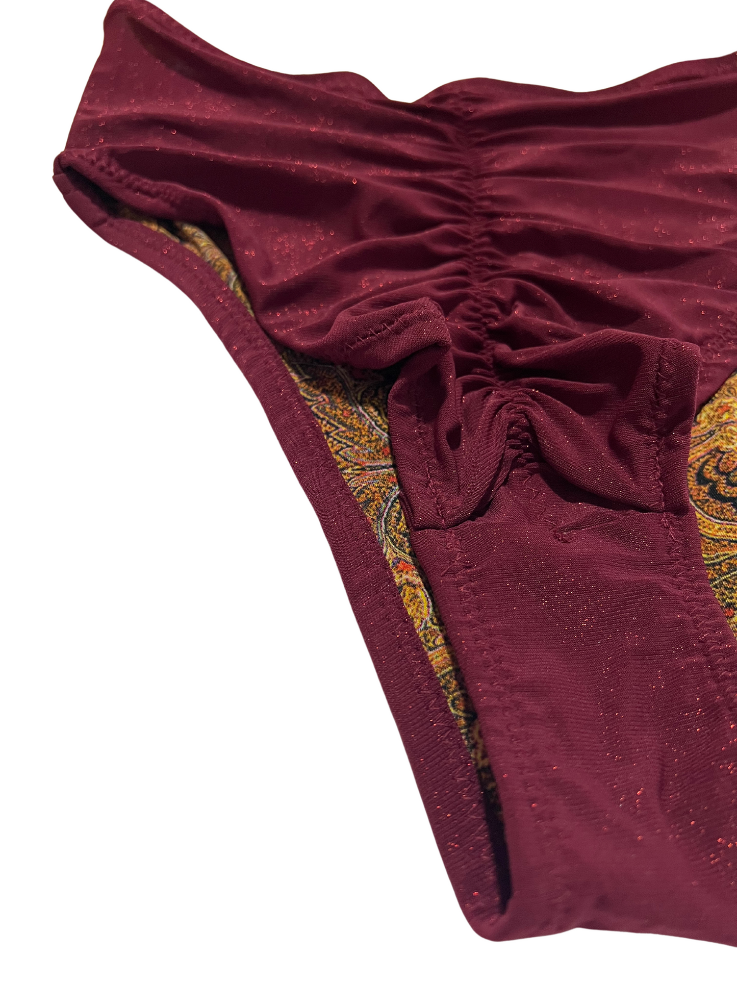 Highwaist Highleg Maroon Glisten