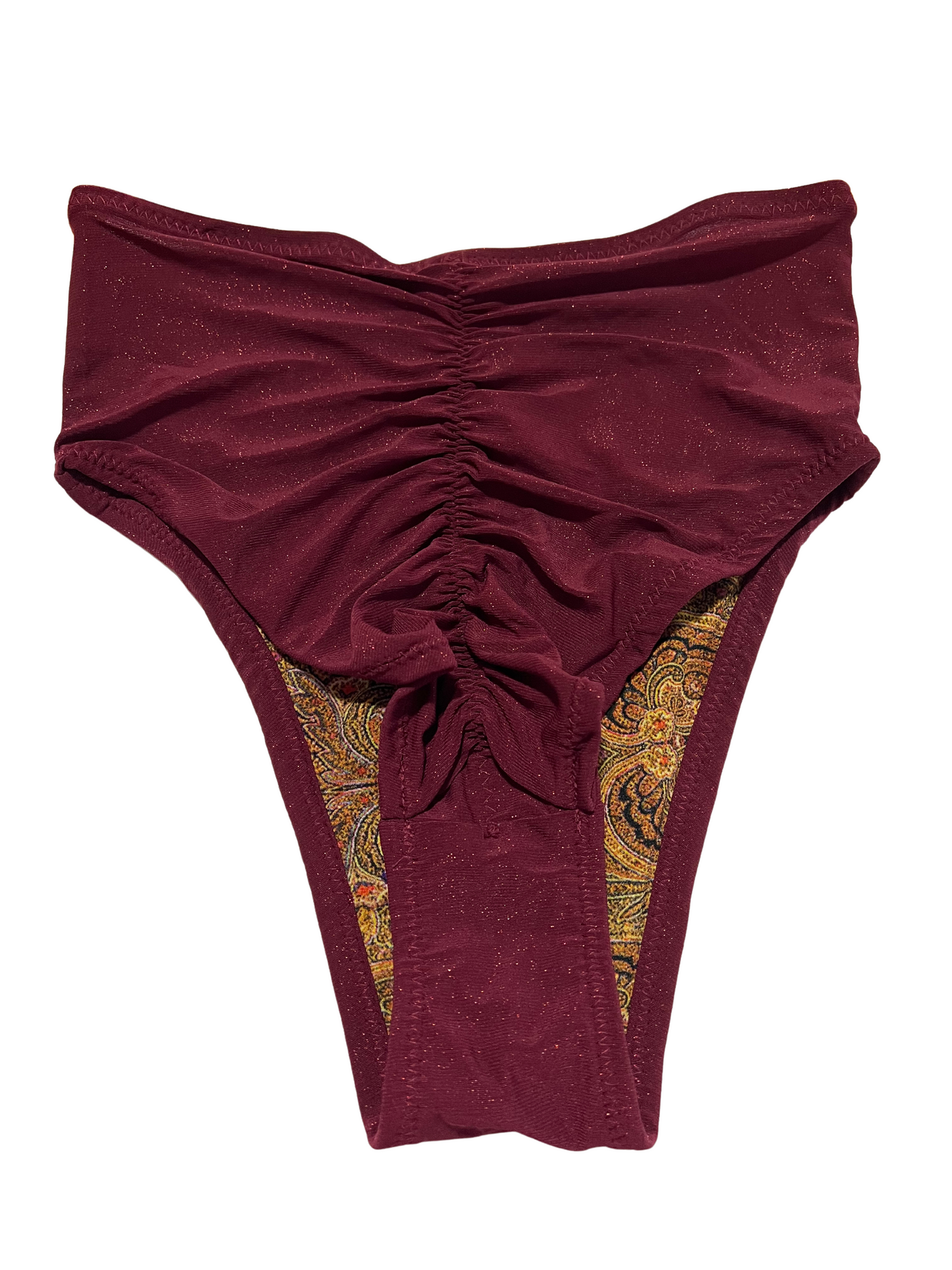 Highwaist Highleg Maroon Glisten