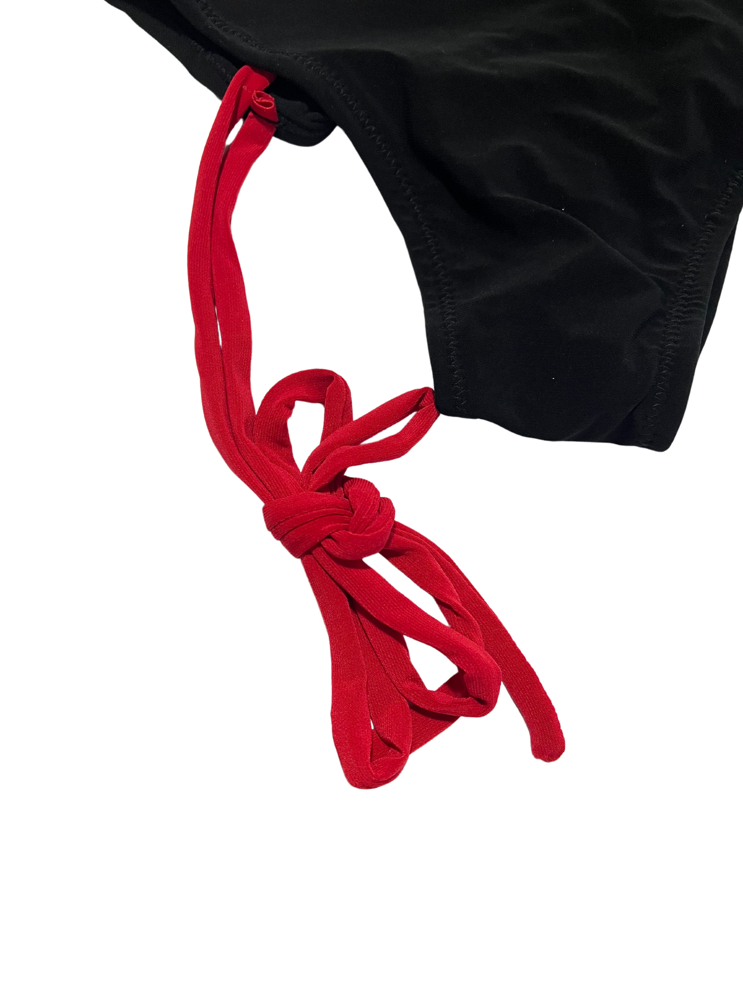 Highwaist 1 Side Shibari Black with Red Straps