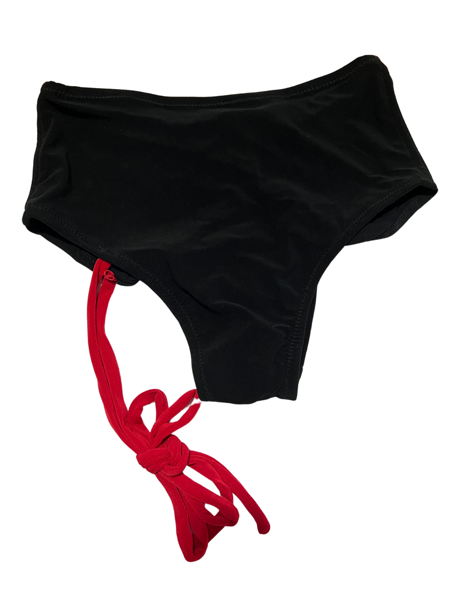 Highwaist 1 Side Shibari Black with Red Straps