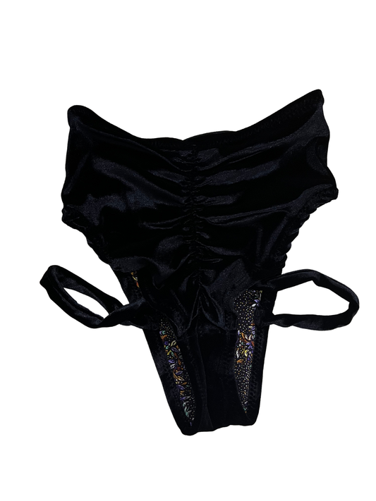 Highwaist Highleg Hipstraps Black Velvet