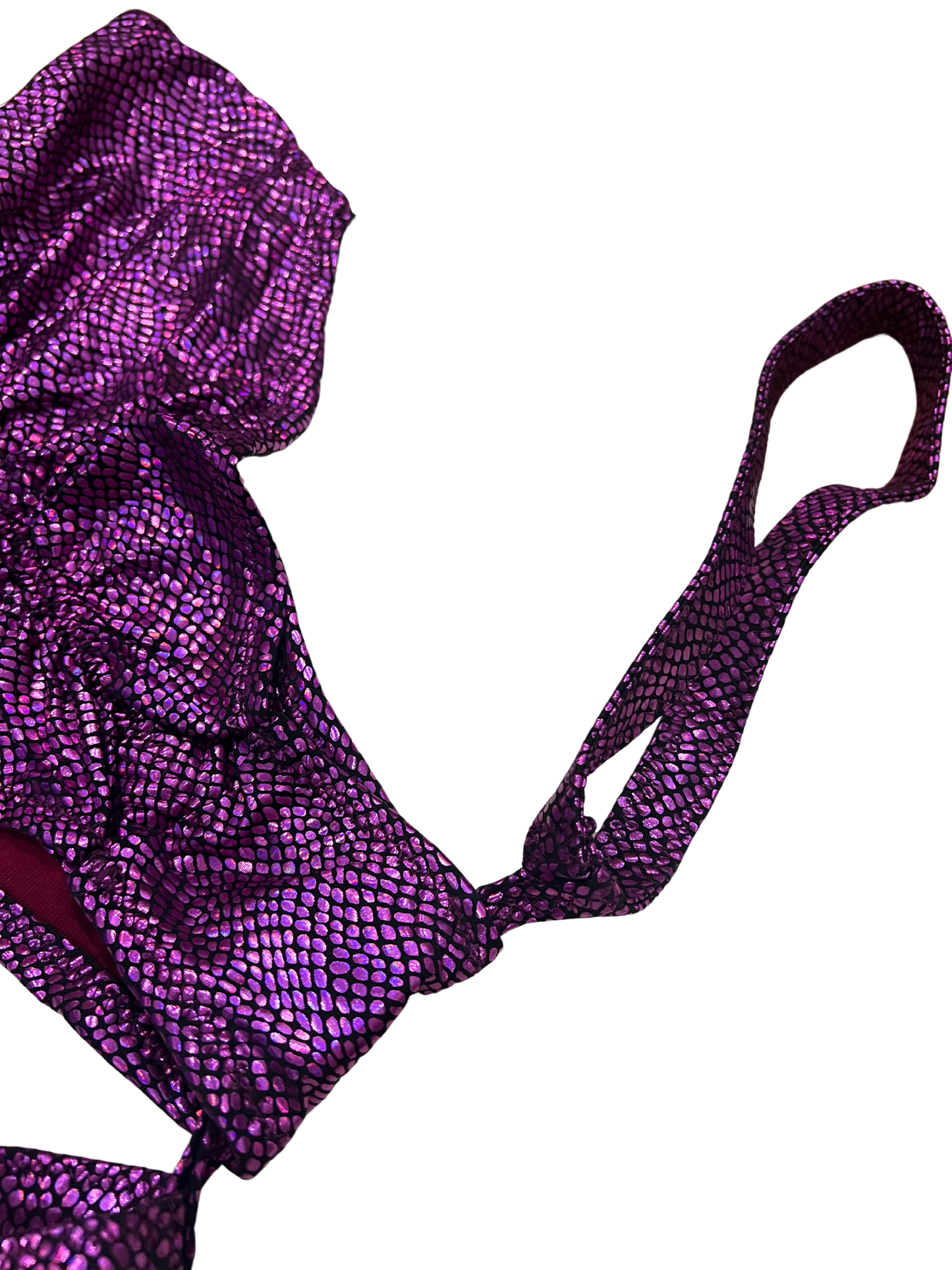 Highwaist Highleg 2 Sides Thigh Garters Pink Metallic Stone