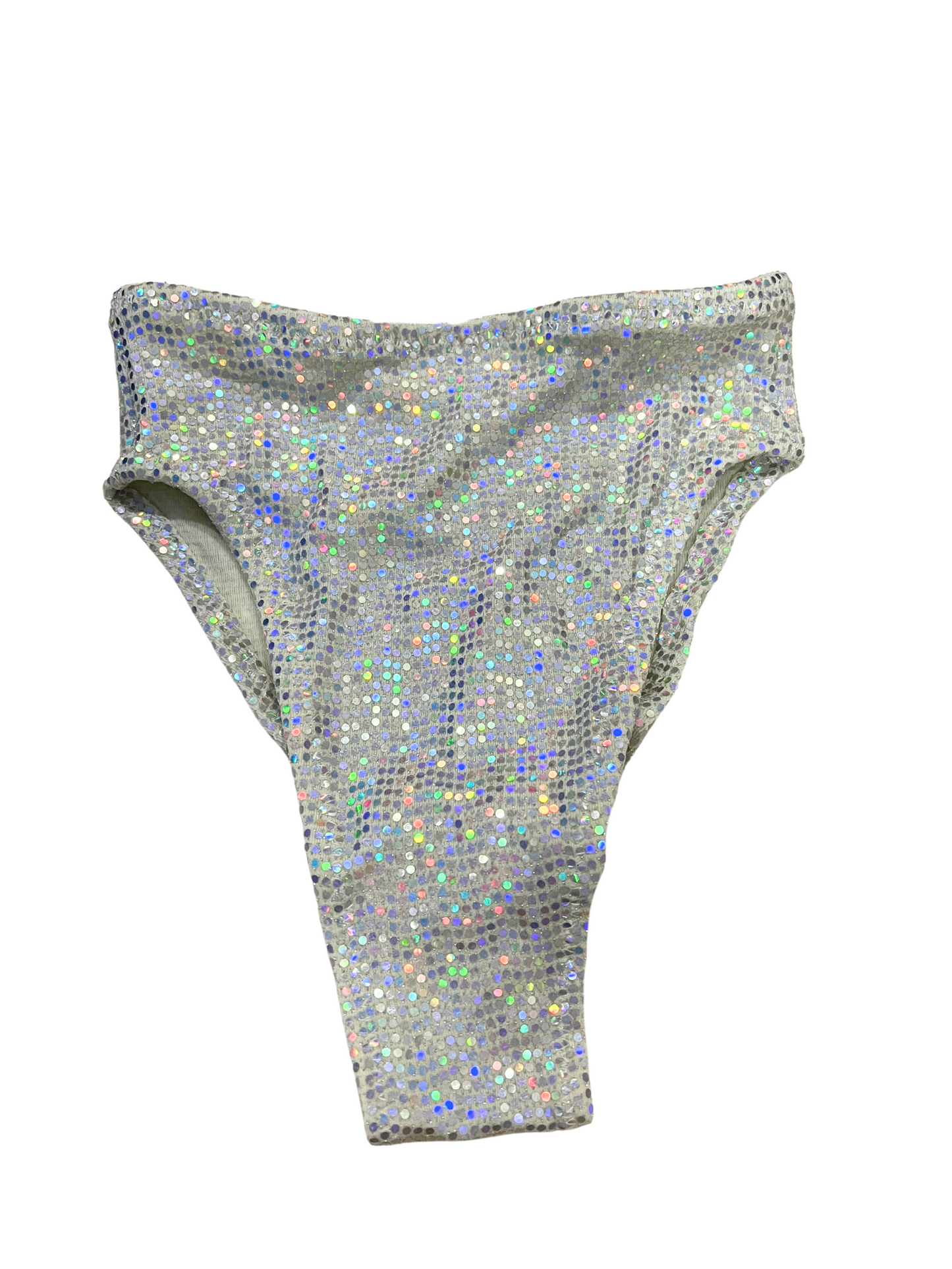 Highwaist Highleg Iridescence Sparkle White