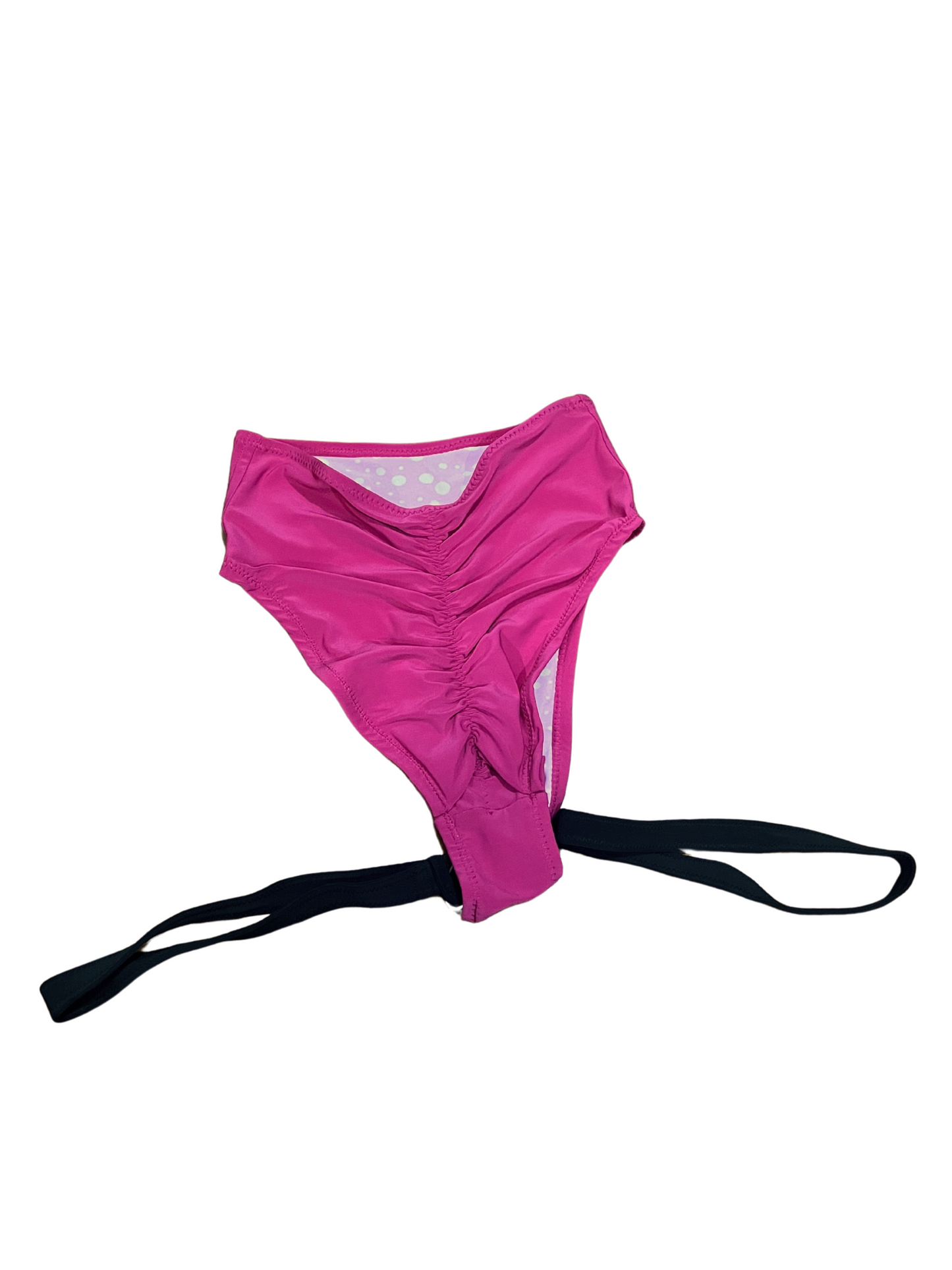 Highwaist Highleg 2 Sides Thigh Garters Magenta with Black Straps