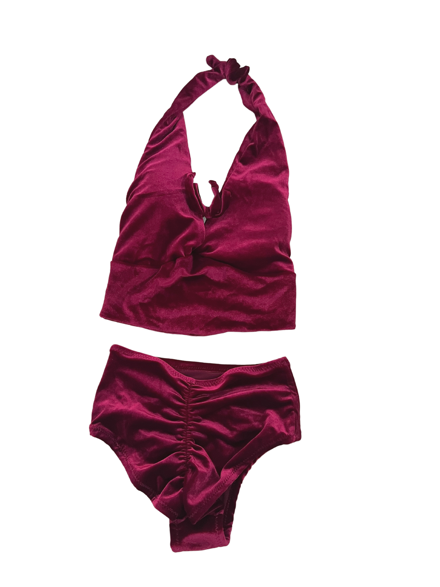 Halter Highwaist Set Red Velvet