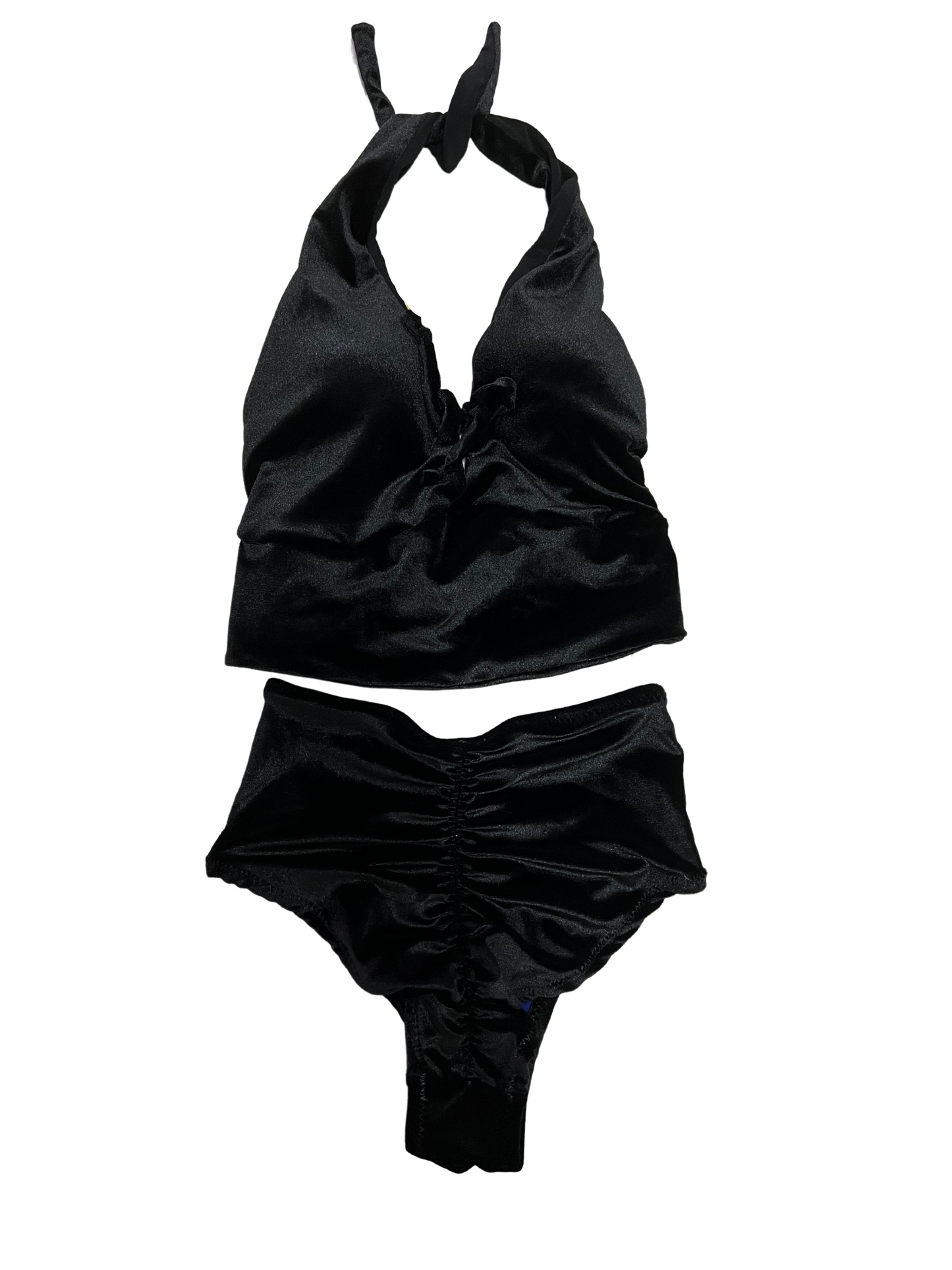 Halter Highwaist Set Black Velvet