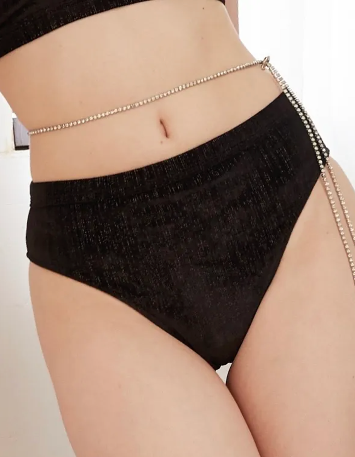 [Preorder] Amberose Mid Waist Bottom & Rhinestone Chain - Black Spinel