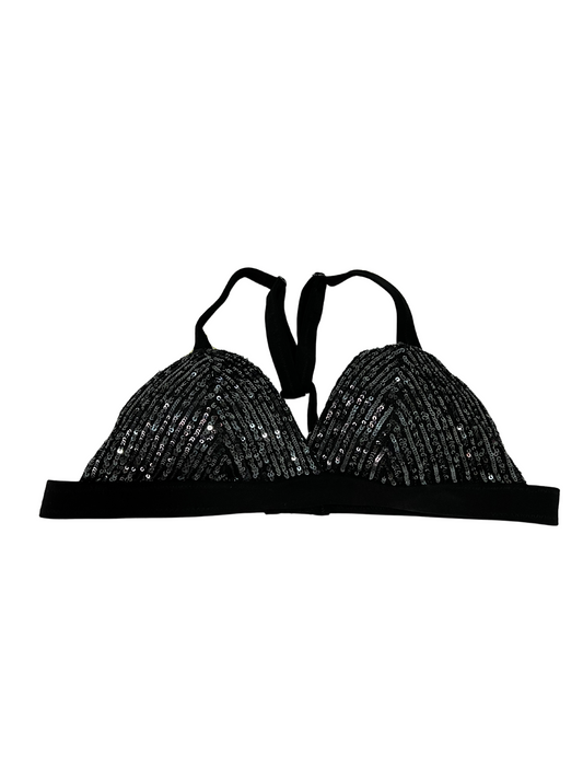 Black Sequin with Black strap Mismatch Bra