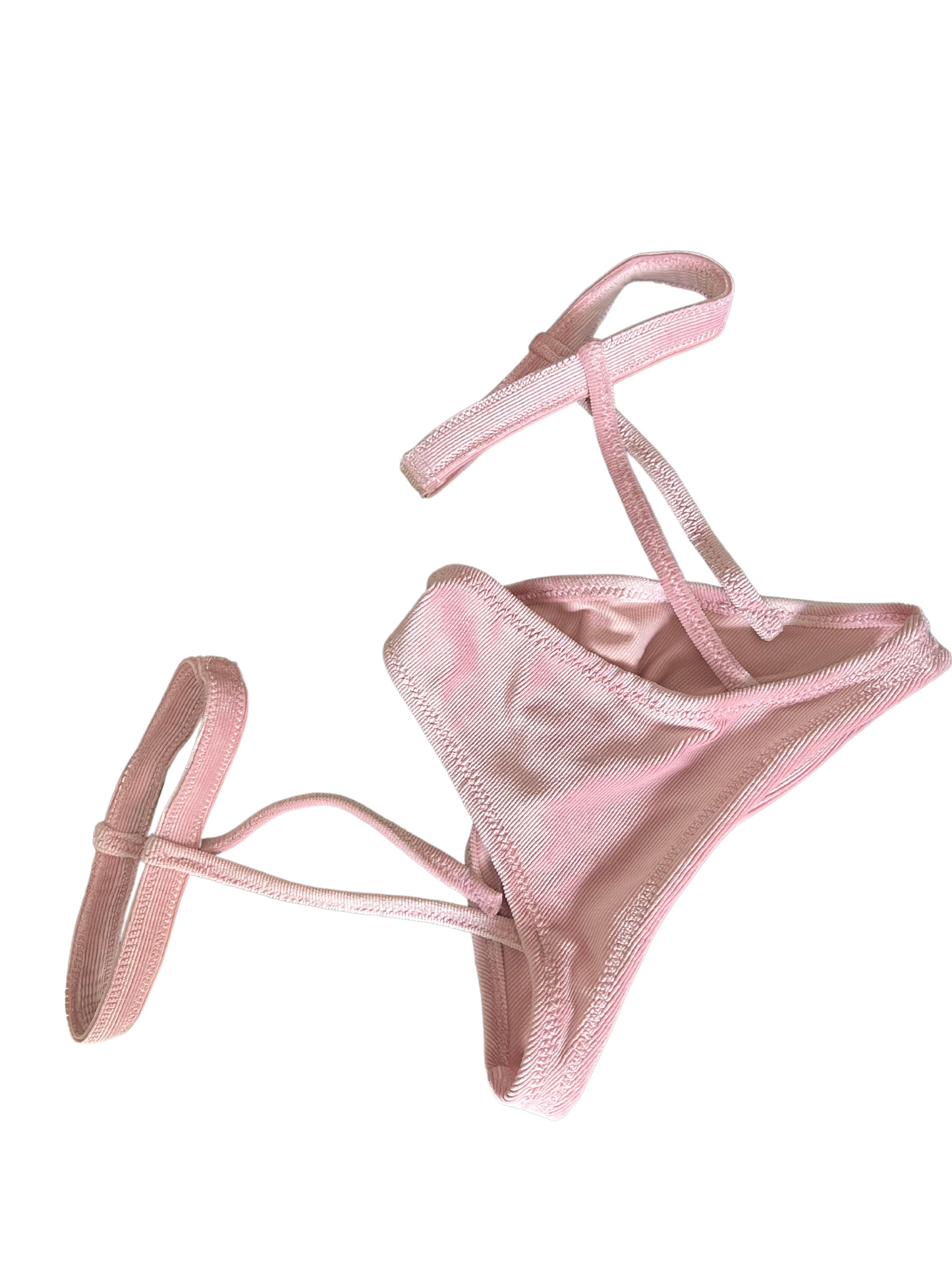 Classic 2 Side Mid Thigh Garters Baby Pink Curdoroy Velvet