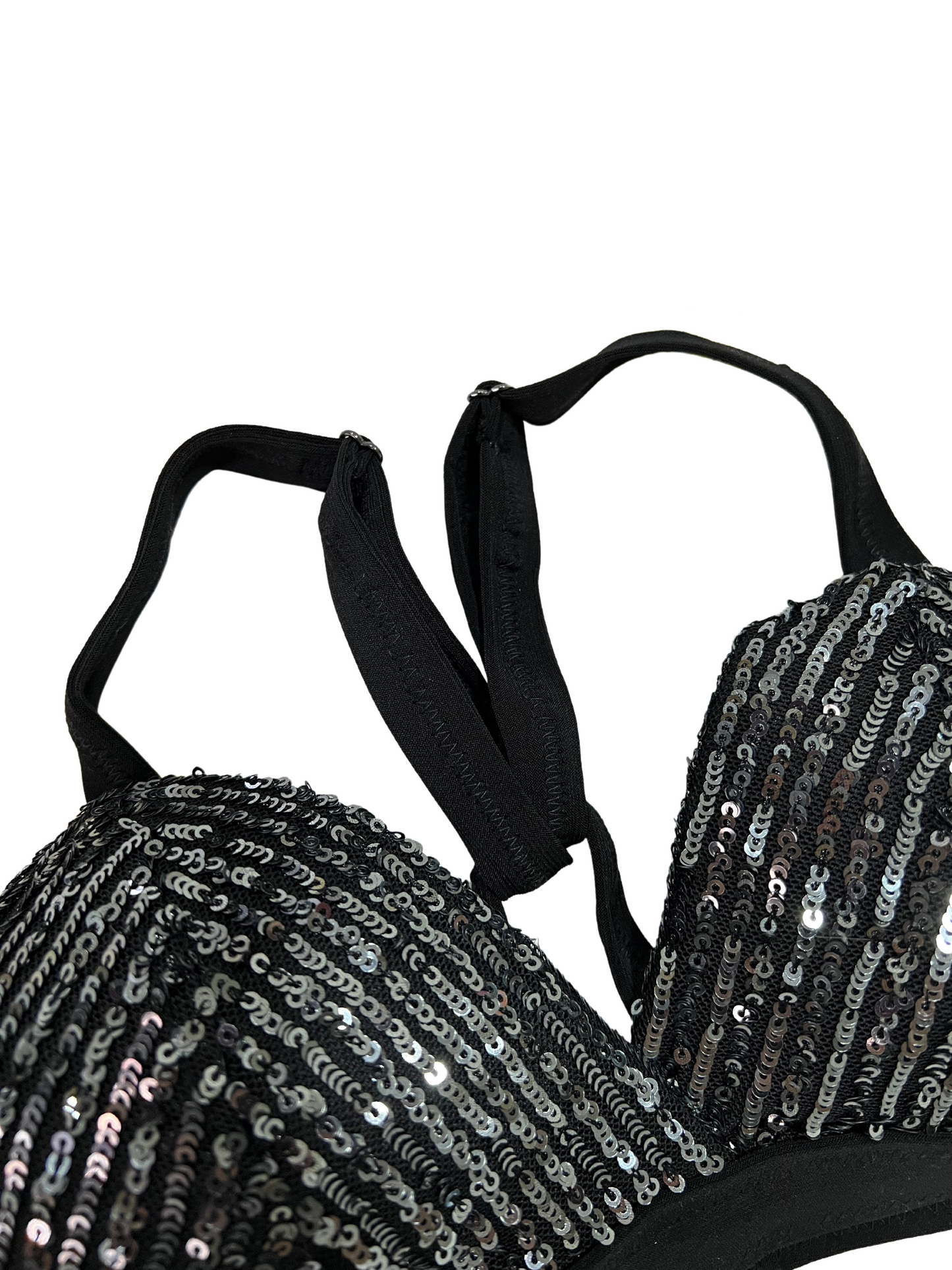 Black Sequin with Black strap Mismatch Bra