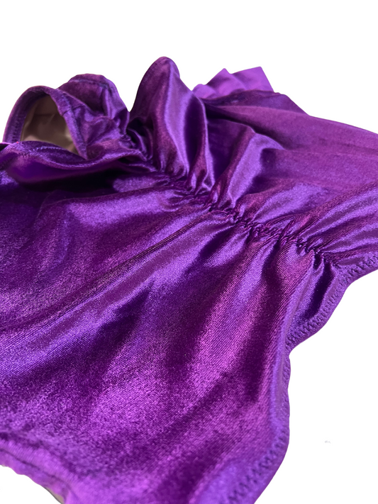 Highwaist Cover My Butt Frilly Purple Velvet