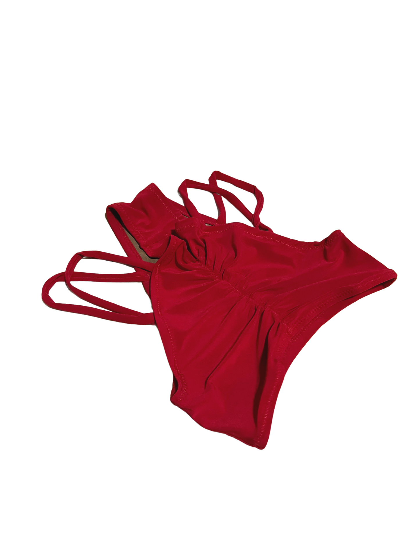 Highwaist Highleg Strappy Red